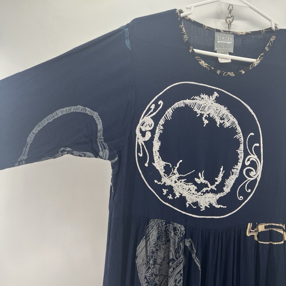 Staley Gretzinger Celestial Art-to-Wear Maxi Dress Sz Medium * Lagenlook Foodie - Picture 2 of 14